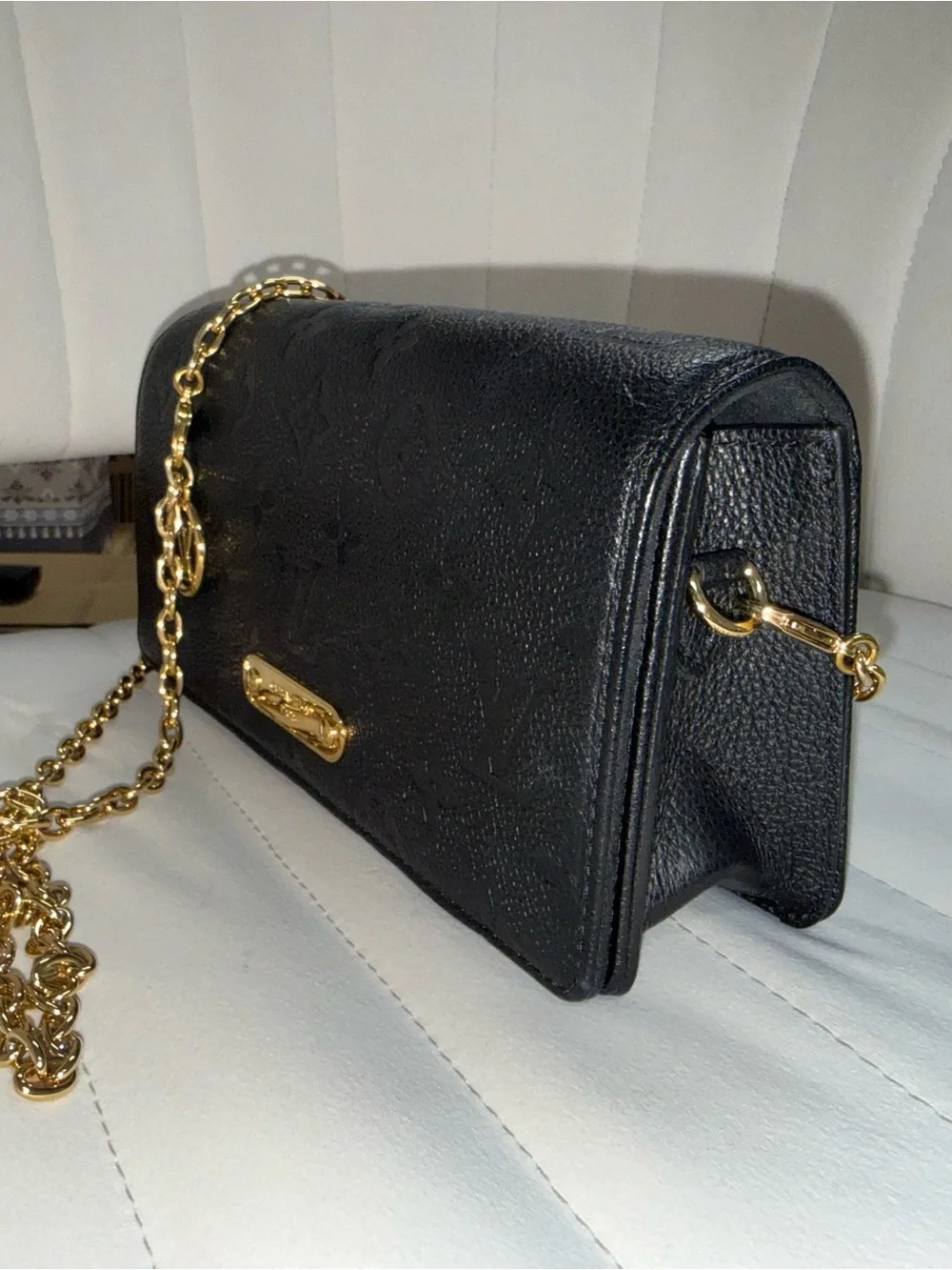 Louis Vuitton Black Monogram Empreinte Wallet on Chain Lily